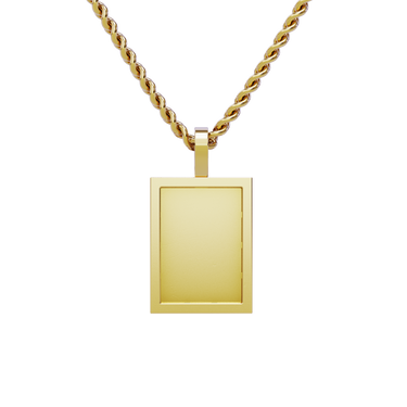 Rectangle Shaped Memory Charm Pendant in 14k Yellow Gold